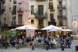 ESPAÑA. CATALUÑA. BARCELONA. Barrio de la Ribera. Plaza de Santa María.